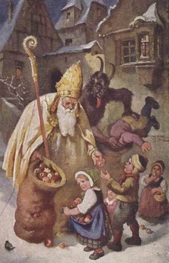 Depiction of mental health at Christmas – Krampus, a horned, demonic figure who accompanies St. Nicholas
